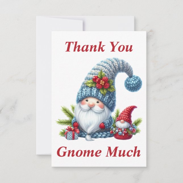 Cartão de Agradecimento Gnome de Natal (Frente)
