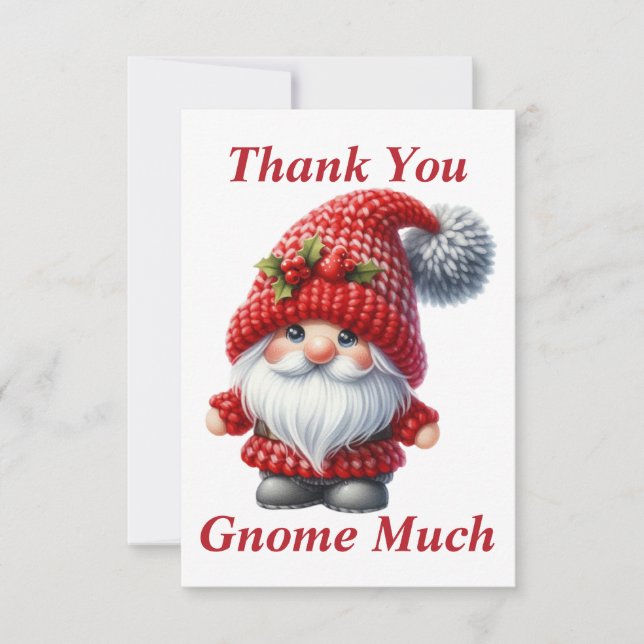 Cartão de Agradecimento Gnome de Natal (Frente)