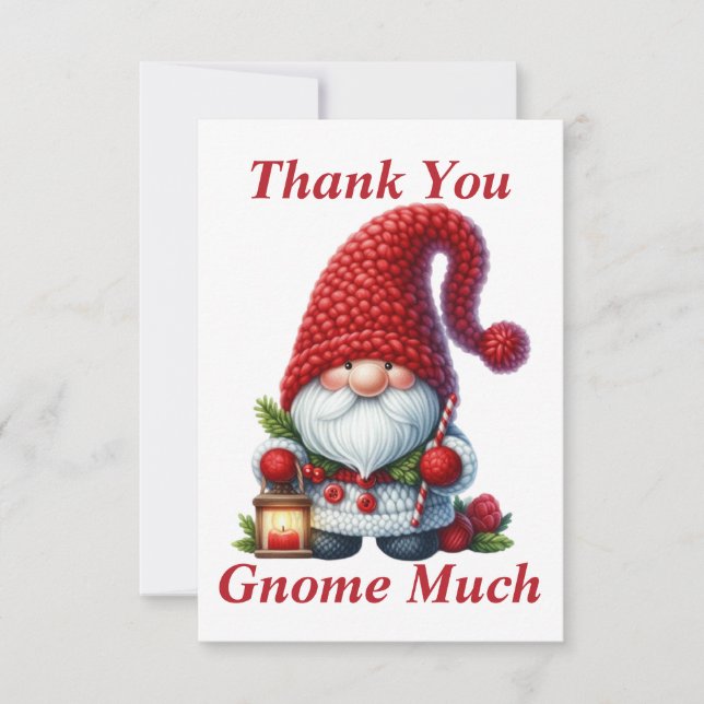 Cartão de Agradecimento Gnome de Natal (Frente)