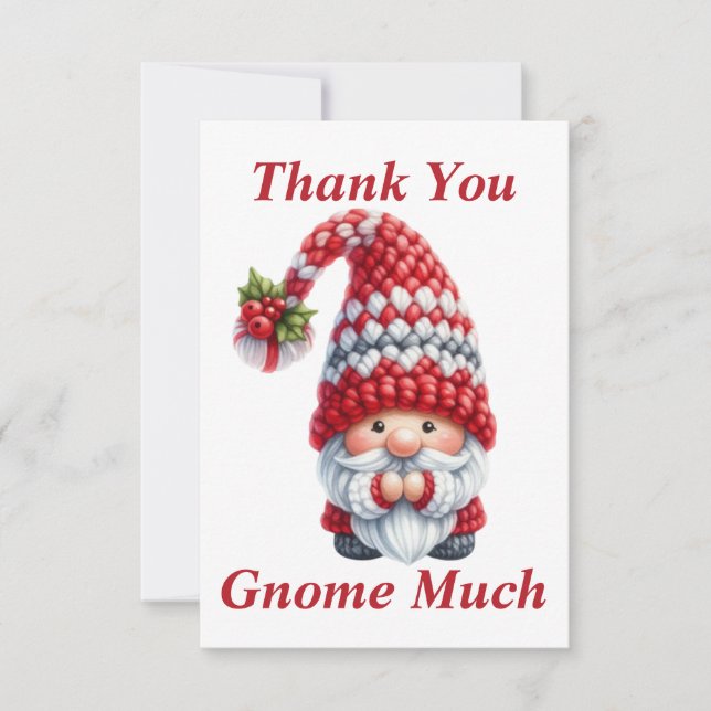 Cartão de Agradecimento Gnome de Natal (Frente)