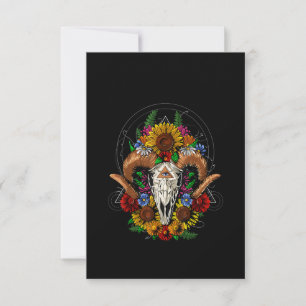 Cartão De Agradecimento Goat Skull Psychedelic Sunflower
