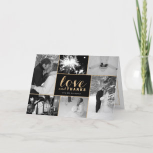 Cartão De Agradecimento Gold and Black Wedding Thank You Cards