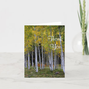 Cartão De Agradecimento Gold and green Aspens thank you