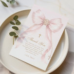 Cartão De Agradecimento Gold Blush Pink Bow Baptism<br><div class="desc">Gold Blush Pink Bow Baptism Thank You Card 
Matching items available.</div>