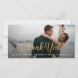 Cartão De Agradecimento Gold Calligraphy Photo Thank You Tall Card