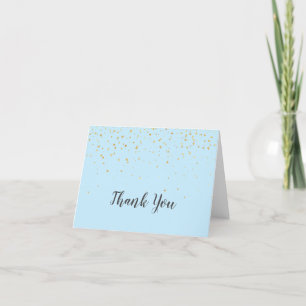 Cartão De Agradecimento Gold Confetti Blue Baby Shower Thank You Card