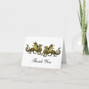 Cartão De Agradecimento Gold Elegant Dragons Thank You Card