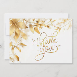 Cartão De Agradecimento Gold Floral Wedding Thank You Card