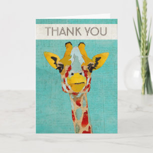 Cartão De Agradecimento Gold Peeking Giraffe Thank You Card