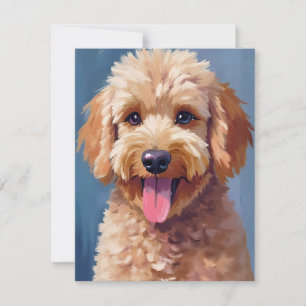 Cartão De Agradecimento Golden Doodle Pintura em Aquarela de Cachorro Pe