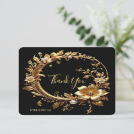 Cartão De Agradecimento Golden Floral Ornate Frame Thank You Card