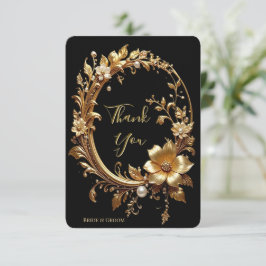 Cartão De Agradecimento Golden Floral Ornate Frame Thank You Card