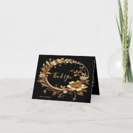 Cartão De Agradecimento Golden Floral Ornate Frame Thank You Card
