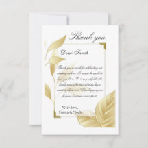 Golden Leaves Flat Thank You Card