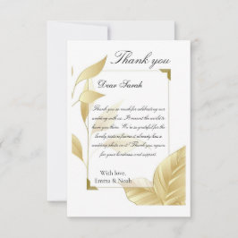 Cartão De Agradecimento Golden Leaves Flat Thank You Card