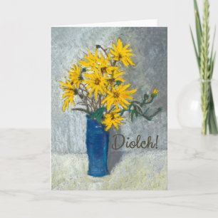 Cartão De Agradecimento Golden Sunflowers Thank You Card, Welsh Greeting