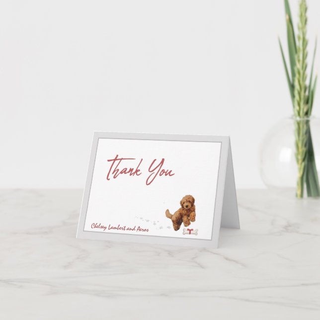 Cartão De Agradecimento Goldendoodle Cachorro de Cachorro Personaliza Fita (Frente)