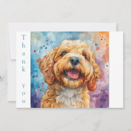 Cartão De Agradecimento Goldendoodle Sorrente de Aquarela