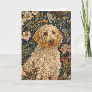 Cartão De Agradecimento Goldendoodle William Morris Style Floral Obrigado