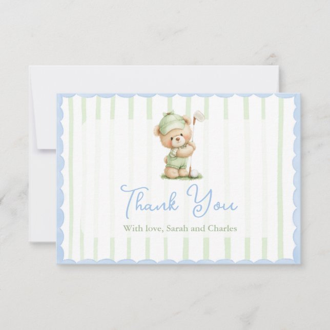 Cartão De Agradecimento Golf  Baby Shower Thank You Card (Frente)