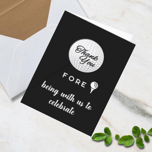 Cartão De Agradecimento Golf Ball Obrigado Por Isso! Preto branco personal (Criador carregado)