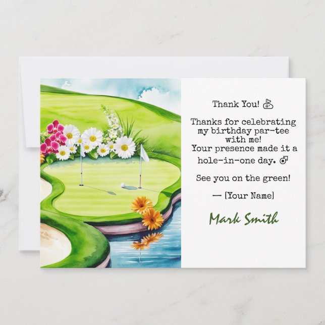 Cartão De Agradecimento Golf Birthday Par tee (Frente)