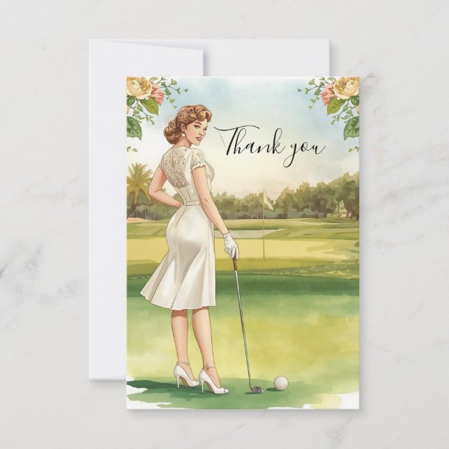 Cartão De Agradecimento Golf Bridal Shower Thank You Card (Frente)