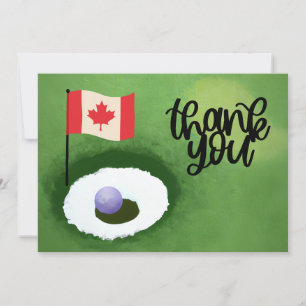 Cartão De Agradecimento Golf Canada flag e ball para o obrigado de golfe