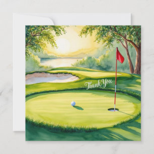Cartão De Agradecimento Golf colocando verde com a palavra "Obrigado"