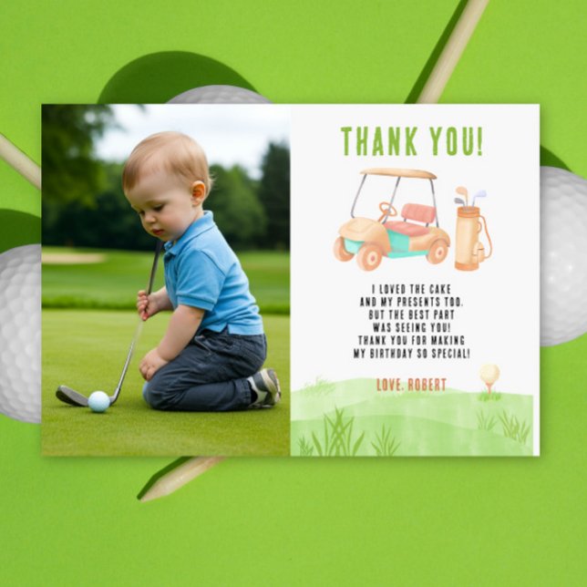 Cartão De Agradecimento Golf First Year Birthday Thank you (Criador carregado)