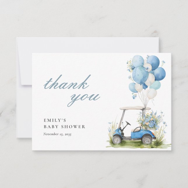Cartão De Agradecimento Golf Let's Par-tee Boy Baby Shower (Frente)