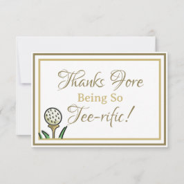 Cartão De Agradecimento Golfe festa de solteira Dourado e branco