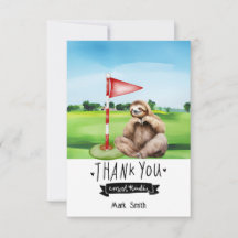 Golfe Sloth Golfer com grama verde