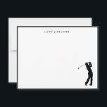 Cartão De Agradecimento Golfer Silhouette Personalized Black Border<br><div class="desc">Personalized,  Simple and elegant Golf lovers Flat note card featuring golfer silhouette with a thin black border. Make great gifts.</div>