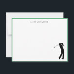 Cartão De Agradecimento Golfer Silhouette Personalized Green Border<br><div class="desc">Personalized,  Simple and elegant Golf lovers Flat note card featuring golfer silhouette with a thin green border. Make great gifts.</div>