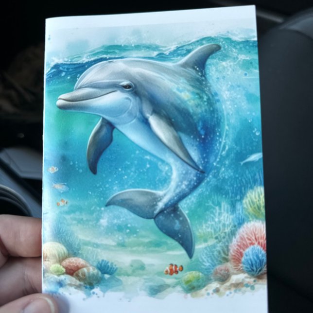 Cartão De Agradecimento Golfinho Costeiro Sob o Mar  (Dolphin Under the Ocean Blank Notecard Stationery)