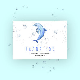 Cartão De Agradecimento Golfinho de aquarela - obrigado chá de fraldas