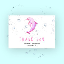 Golfinho de aquarela - obrigado chá de fraldas