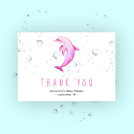 Cartão De Agradecimento Golfinho de aquarela - obrigado chá de fraldas