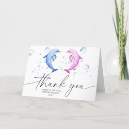 Cartão De Agradecimento Golfinhos em aquarela Obrigada revelação do sexo