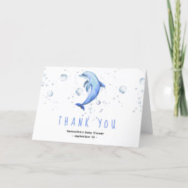 Cartão De Agradecimento Golfinhos em aquarela - obrigado chá de bebê