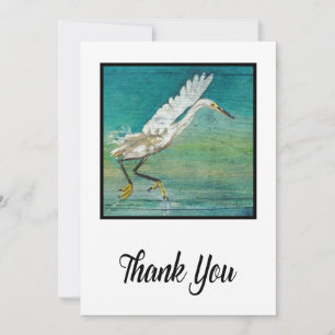 Cartão De Agradecimento Gorgeous Egret Coastal Beach Pintada