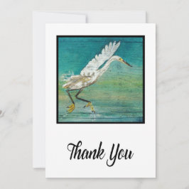 Cartão De Agradecimento Gorgeous Egret Coastal Beach Pintura