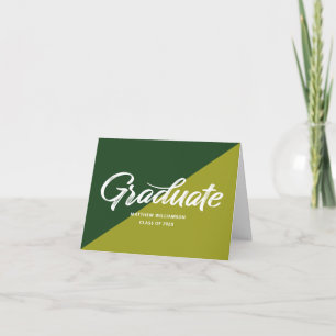 Cartão De Agradecimento Gorra de Graduação Verde Negrito Script Retro Ícon