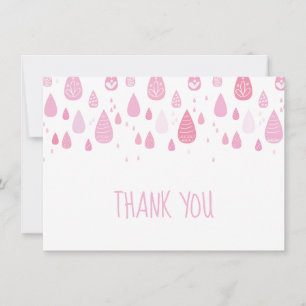 Cartão De Agradecimento Gotas de Chuva Cor-de-Rosa Obrigado