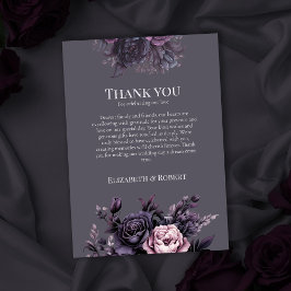 Cartão De Agradecimento Gothic Plum Floral Wedding Thank You Card