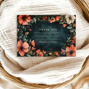 Cartão De Agradecimento Gothic Romance Floral Wedding