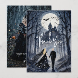 Cartão De Agradecimento Gothic Spooky Forest Toward Castle TLW26