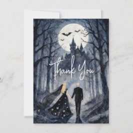 Cartão De Agradecimento Gothic Spooky Forest Toward Castle TLW26