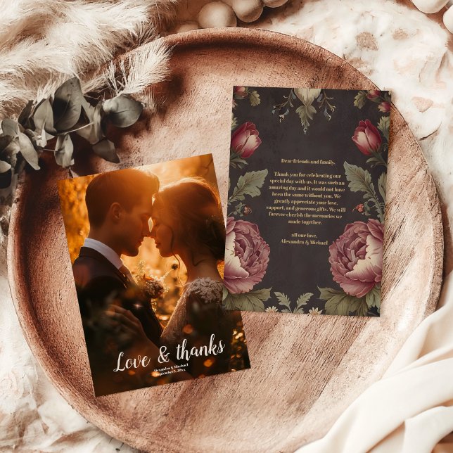 Cartão De Agradecimento Gótico Floral Victorian Wedding (Criador carregado)